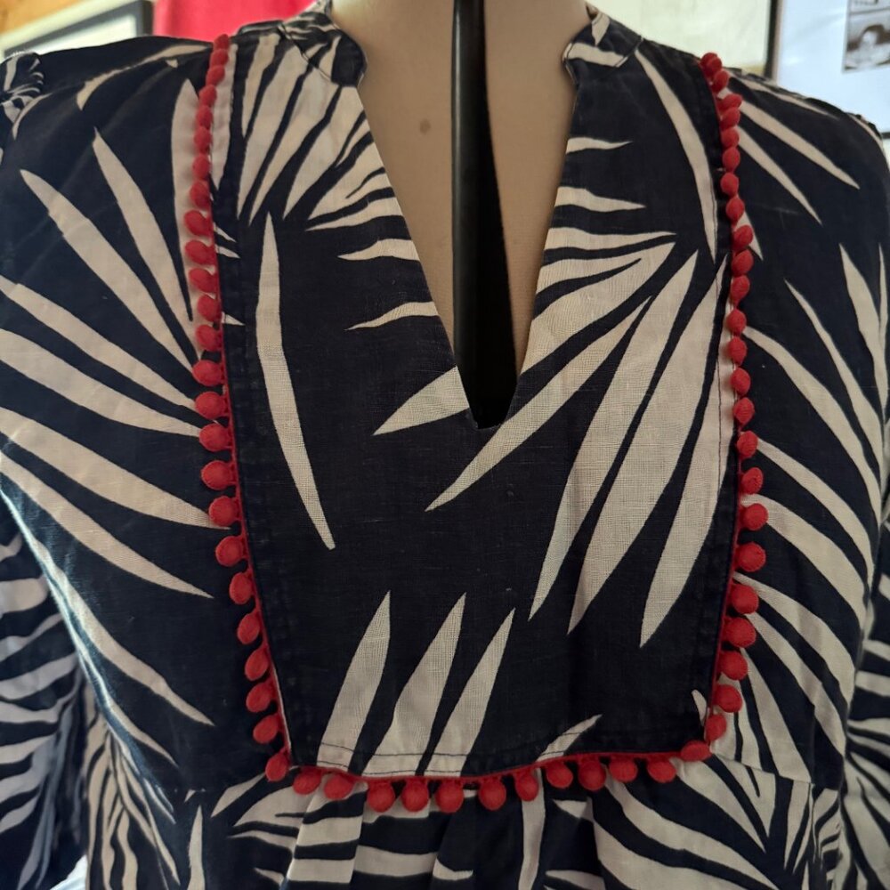 Boden, Navy, White, and Red Linen Tunic Dress - Picture 3 of 6
